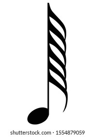 vector illustration of black music two hundred fifty sixth  note on white background