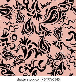 Vector illustration. Black and neutral vintage baroque ornament. Decorative design element filigree calligraphy. Retro seamless pattern antique style acanthus.
