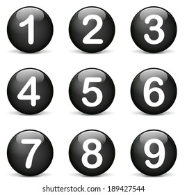 Vector Illustration Of Black Numbers Icons On White Background