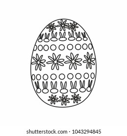 vector illustration of black on white Easter egg 