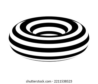 Vector illustration of black optical illusion donut on a white background.