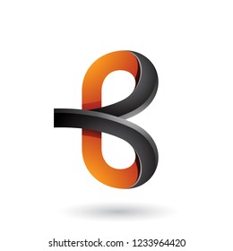 Vector Illustration of Black and Orange Bold Curvy Letter B isolated on a White Background