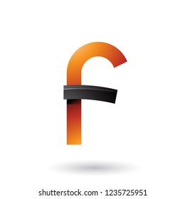 Vector Illustration of Black and Orange Bold Curvy Letter F isolated on a White Background