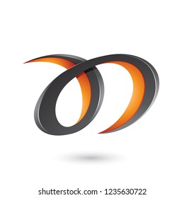 Vector Illustration of Black and Orange Curvy Letter A and D isolated on a White Background