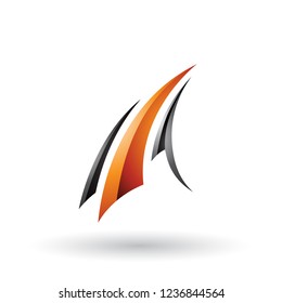 Vector Illustration of Black and Orange Glossy Flying Letter A isolated on a White Background