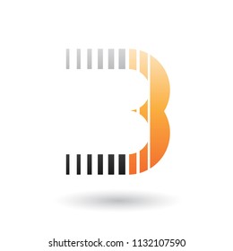Ilustración vectorial de un icono de letra negra y naranja B con bandas verticales aisladas en un fondo blanco
