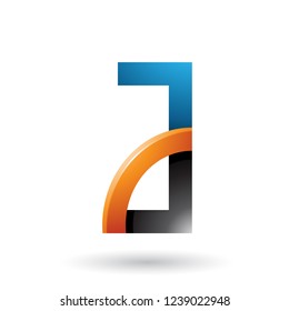 Ilustración vectorial de la letra negra y naranja A con un círculo de cuarzo brillante aislado en un fondo blanco