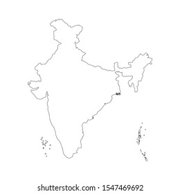 Vector Illustration Black Outline India Map Stock Vector (Royalty Free ...