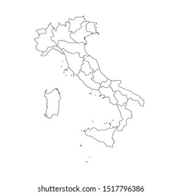 Vector illustration of black outline Italy map. 