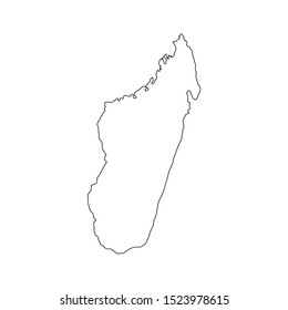Vector illustration of black outline Madagascar map. 