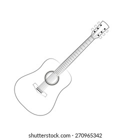 Vector illustration of black outlines guitar