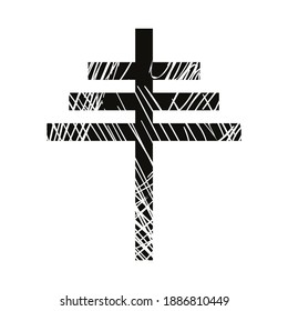 vector illustration of black papal cross isolated on white