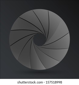 Vector illustration of black paper camera aperture