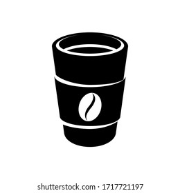 Vector Illustration of Black Paper Coffee or Tea Cup Icon isolated on a White Background