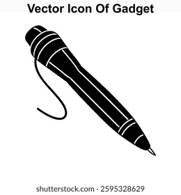 Vector Illustration of a Black Pen Gadget for Writing and Drawing