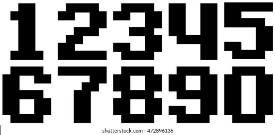 A Vector Illustration Of Black Pixel Number Set