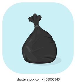 Vector Illustration Of A Black Plastic Garbage Bag Icon.
Tied Plastic Trash Sacks Ready For Disposal And Garbage Collection.