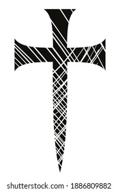 vector illustration of black pointed cross isolated on white