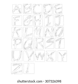 Vector illustration black polka dot spotted alphabet uppercase letters 