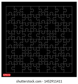 Vector illustration of black puzzle, separate pieces