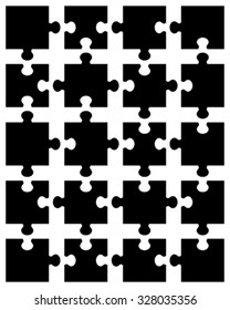 Vector illustration of black puzzle, separate pieces