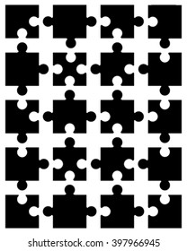 Vector illustration of black puzzle, separate pieces