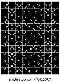 Vector illustration of black puzzle, separate pieces