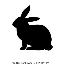 vector illustration of a black rabbit on a white background
