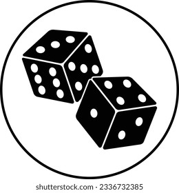 Icono vectorial de dados de juego realista negro en el cierre de vuelo aislado en fondo blanco. Plantilla de diseño de juegos de azar para aplicaciones, web, infografías, publicidad, maquetas, etc