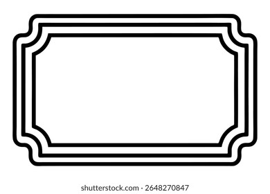 Uma ilustração vetorial de um quadro retangular preto com uma borda tripla em um fundo branco O quadro tem cantos arredondados e linhas grossas criando um design geométrico simples