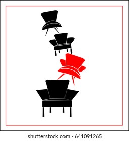 Vector illustration of black and red armchairs