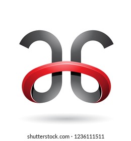 Vector Illustration of Black and Red Bold Curvy Letters A and G isolated on a White Background