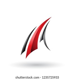 Vector Illustration of Black and Red Glossy Flying Letter A isolated on a White Background