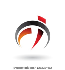 Vector Illustration of Black Red and Orange Car Gauge Shaped Letter F and T isolated on a White Background