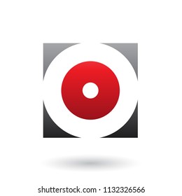Vektorgrafik von Schwarz-Rot-Quadrat-Symbol eines dicken Buchstabens O einzeln auf weißem Hintergrund