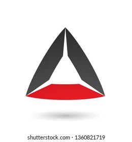 Vector Illustration of Black and Red Triangle with Bowed Edges isolated on a white background