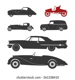 Vector Illustration With Black Retro Car Silhouette