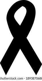 Vector illustration of black ribbon emoticon, mourning concept