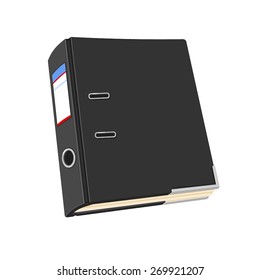 A Vector Illustration Of A Black Ring Binder Folder. Ring Binder Folder. Folder Containing Paperwork And Documentation.