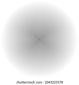 Vector illustration of black rings sound wave. Radar screen concentric circles elements. Line in a circle concept. Radio station signal. Tap symbol. Radio signal background. EPS 10.