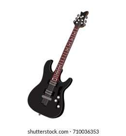 Vector illustration of black rock guitar. Isolated.