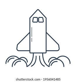 Vector illustration of black rocket in flight. good for educational graphic assets as well as in web design, banners and brochures. simple design.