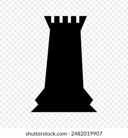 Vector illustration of Black rook on transparent background