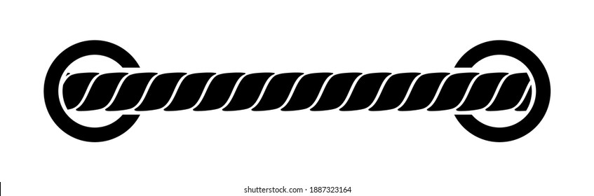 Vector illustration of a black rope through a loop on a white background