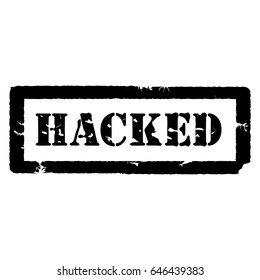 Vector illustration black rubber stamp hacked icon.