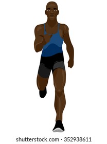 Vector illustration of a black runner runs