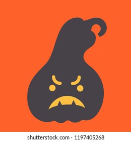 Vector illustration:  black scary carved pumpkin icon isolated on ginger background. Decorative element for Halloween party greeting cards, posters, postcards, wrapping paper, scrapbooking

