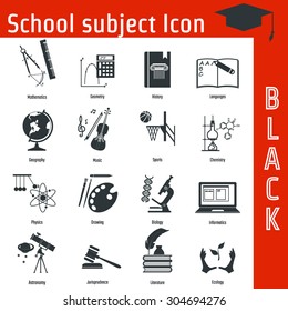 Vector Illustration of Black School Subject Icon for Design, Website, Background, Banner. Infographic Learning Element for Notebook Template. Study and Science