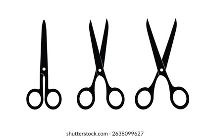 Vector illustration of a black scissors silhouette. Ideal for crafting, sewing, haircutting or educational materials. Isolated and editable.