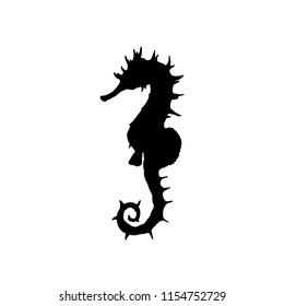 Vector Illustration Black Seahorse Silhouette Hand Stock Vector ...